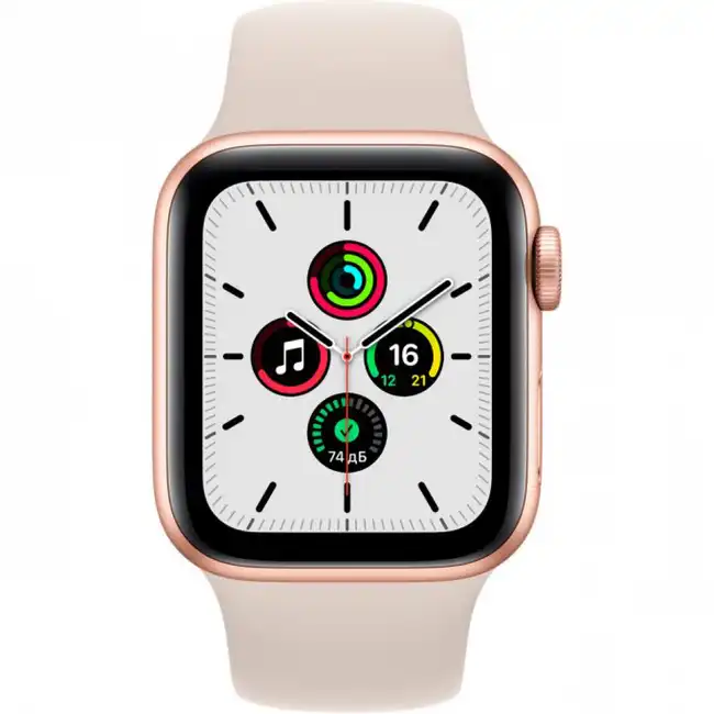 Apple Watch SE GPS, 40mm Gold Aluminium Case with Starlight Sport Band - Regular MKQ03GK/A