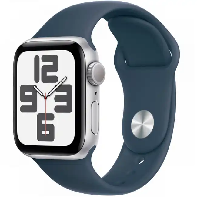 Apple Watch SE GPS 40mm Silver Aluminium Case with Storm Blue Sport MRE23QR/A (Смарт-часы)