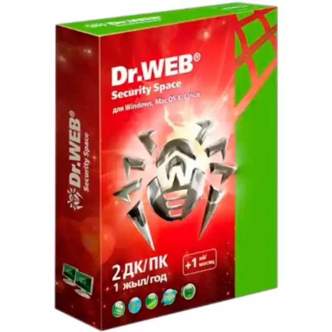 Антивирус Dr.Web Security Space, подписка на 1 год, на 2 ПК, карточка BHW-BK-12M-2-A3-CARD (Продление лицензии)