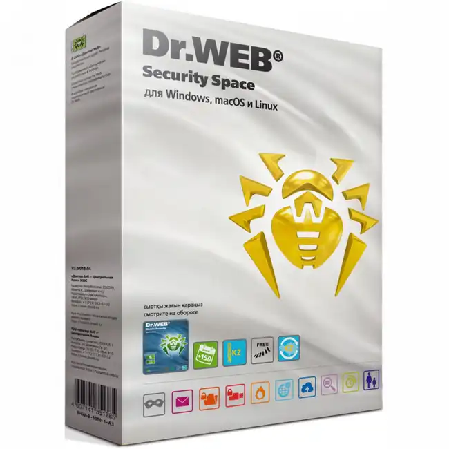 Антивирус Dr.Web Security Space 12 мес. 1ПК + 1ПК подарок BOX BHW-BK-12M-1-A3+1ПК (Первичная лицензия)