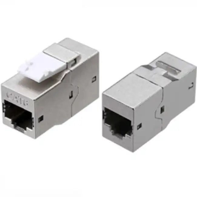 Инструмент для монтажа СКС Hyperline Проходной адаптер (coupler) RJ-45(8P8C) формата Keystone Jack категория 6 4 пары экранированный серебристый CA2-KJ-C6-SH-BK