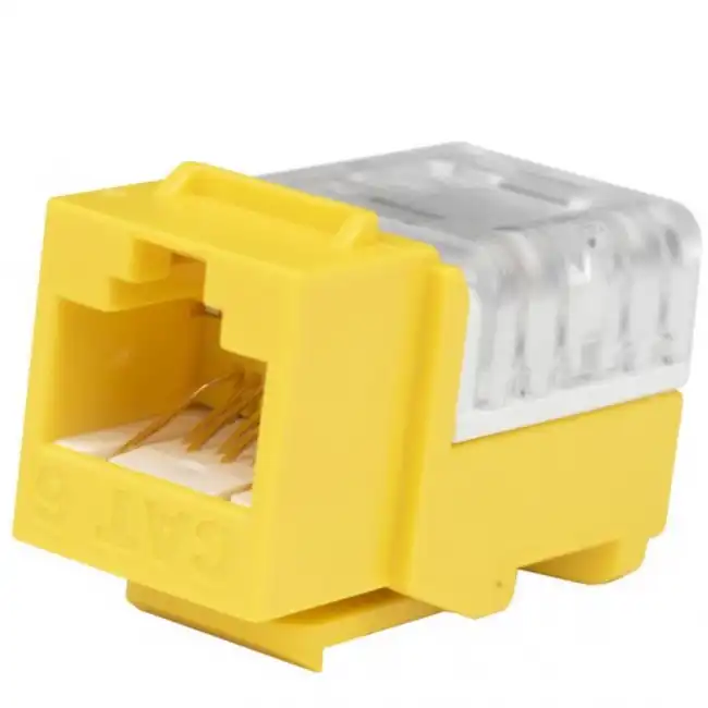 Модуль Hyperline Вставка Keystone Jack RJ-45(8P8C) категория 6 110 IDC заделка с помощью E-TOOL желтая KJE-8P8C-C6-90-YL