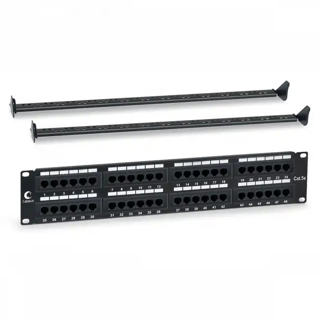 Патч-панель Cabeus PL-48-Cat.5e-Dual IDC Патч-панель 19" (2U) (48 портов, Cat. 5e)