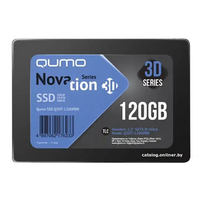 Внутренний жесткий диск Qumo SSD 120GB QM Novation Q3DT-120GPBN (SSD (твердотельные), 120 ГБ, 2.5 дюйма, SATA)
