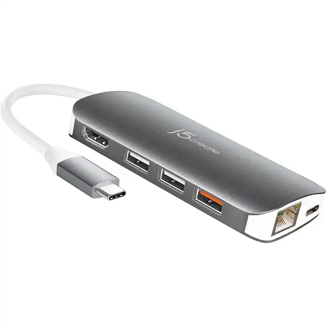 Аксессуар для ПК и Ноутбука j5create Мульти-переходник USB-C с HDMI / Ethernet / USB Type-A 3.1 /PD 3.0 JCD383
