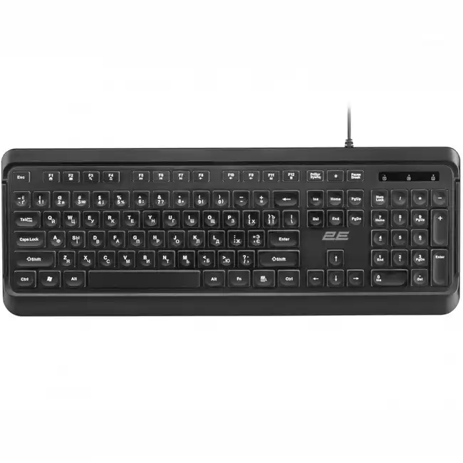 Клавиатура 2E KS120 USB Black с белой подсветкой 2E-KS120UB (Проводная, USB)