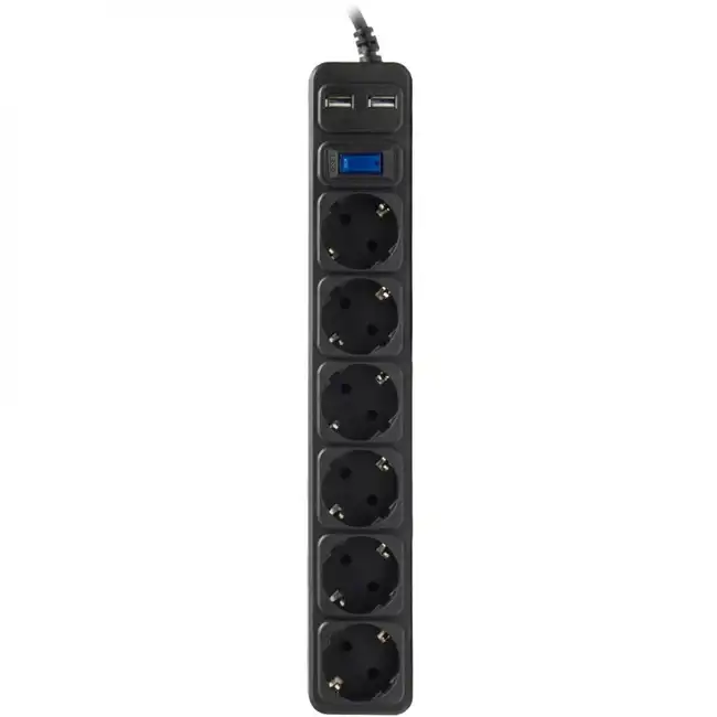 Распределитель питания SVC 6 розеток 3м черный ZC6S-30M-USB