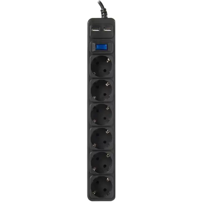 Распределитель питания SVC 6 розеток 5м чёрный ZC6S-50M-USB