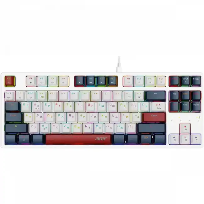 Клавиатура Acer OKW305 механическая (белый) USB for gamer LED (ZL.KBDCC.01W) (Проводная, USB)