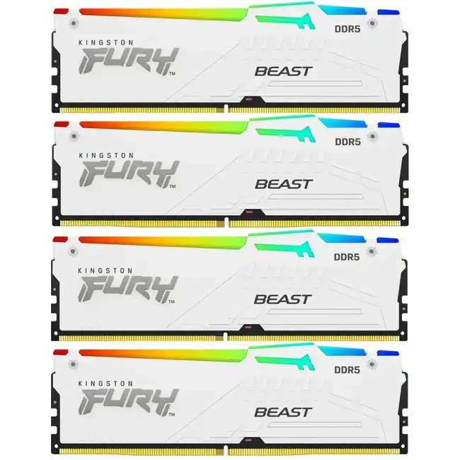 ОЗУ Kingston FURY Beast White RGB XMP KF552C40BWAK4-64 (DIMM, DDR5, 64 Гб (4 х 16 Гб), 5200 МГц)