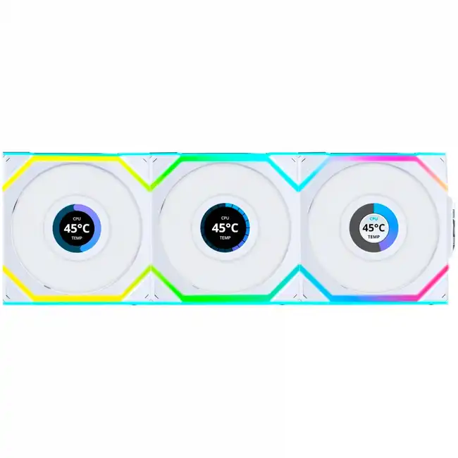 Охлаждение Lian Li UNI FAN SL WIRELESS LCD Reverse Blade 3x120mm White G99.12RSLLCD1W3W.00 (Для системного блока)
