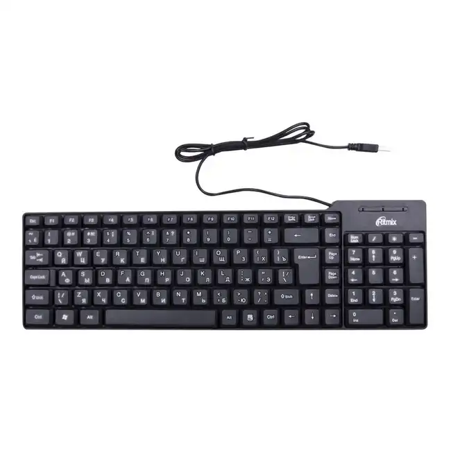 Клавиатура Ritmix RKB-100 Black (EN/RU) 15119370 (Проводная, USB)