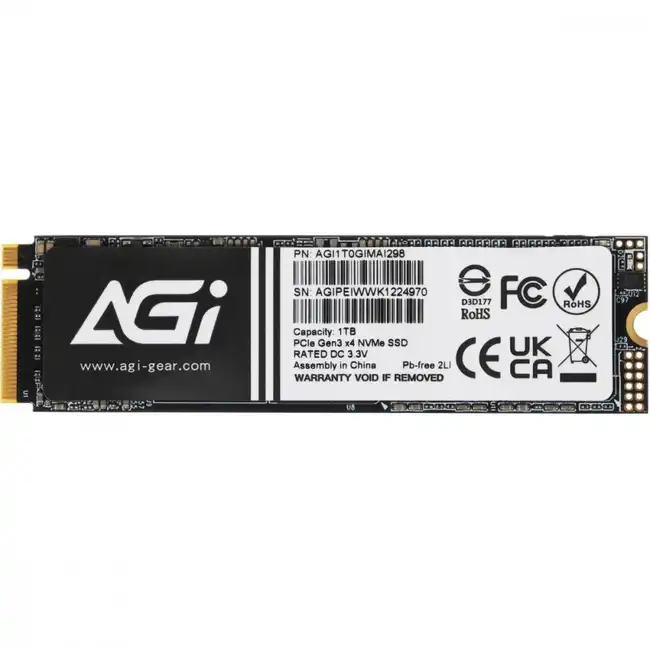 Внутренний жесткий диск AGI AI298 AGI1T0GIMAI298-CB (SSD (твердотельные), 1 ТБ, M.2, PCIe)