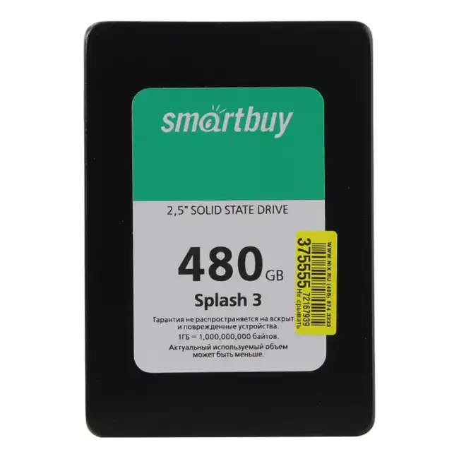 Внутренний жесткий диск SmartBuy SB 480 SB480GB-SPLH3-25SAT3 (SSD (твердотельные), 480 ГБ, 2.5 дюйма, PCIe)