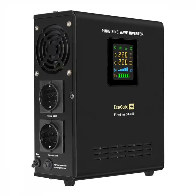 Источник бесперебойного питания ExeGate FineSine SX-800.LCD.AVR.2SH EX295996RUS (Линейно-интерактивные, Настенный, 800 ВА, 500)