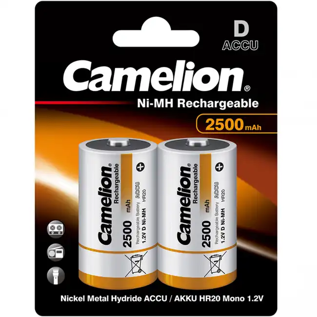 Батарейка CAMELION Rechargeable D 1.2V 2500 mAh 2 шт. NH-D2500BP2