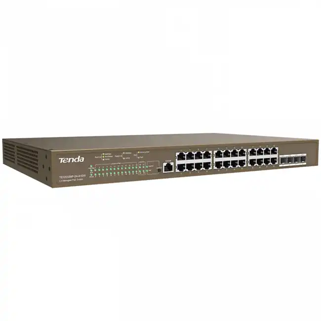 Коммутатор TENDA TEG5328P-24-410W (1000 Base-TX (1000 мбит/с), 4 SFP порта)