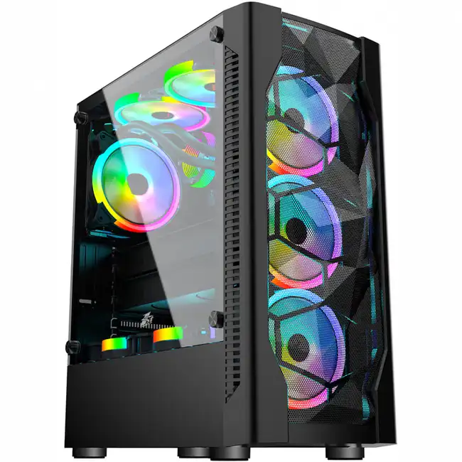 Корпус 1STPLAYER DK D4 Tempered Glass Black D4-BK-4G6 (Игровые, Midi-Tower)