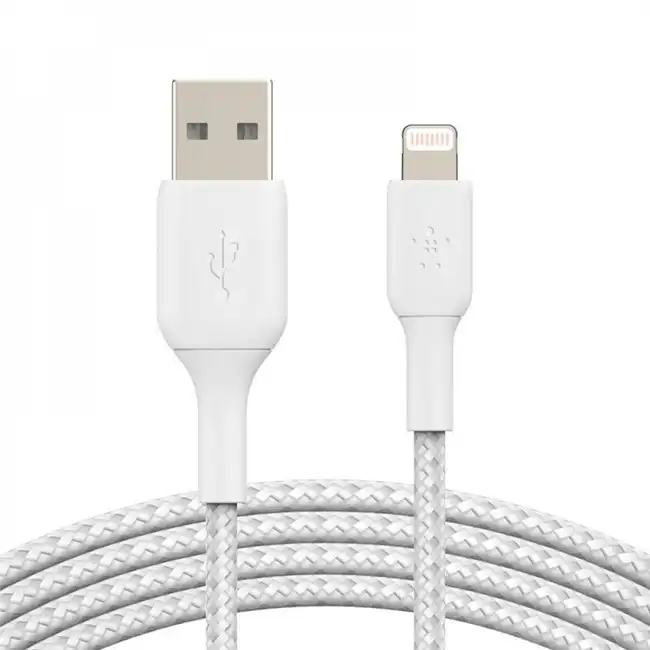 Кабель интерфейсный Belkin BRAIDED white (1m) CAA002BT1MWH (USB Type A - Lightning (8pin))