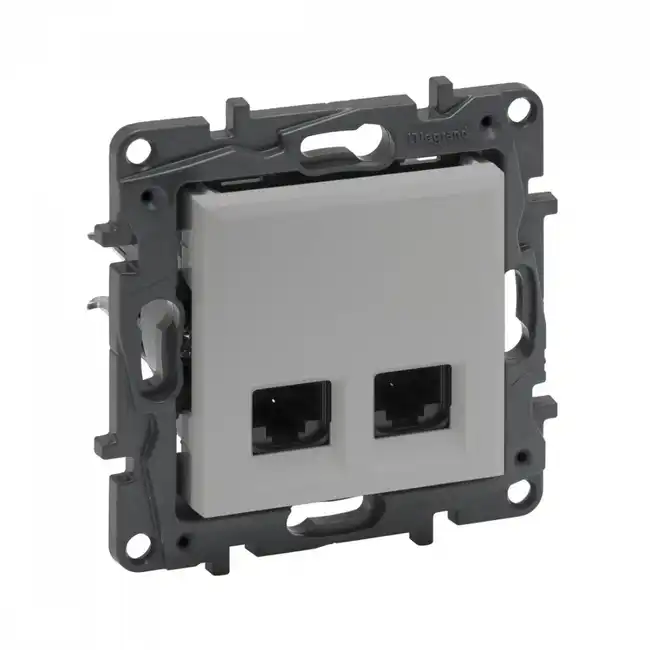Сетевая розетка Legrand Информационная розетка двойная Niloe Step 2хRJ45 Кат.5e UTP Алюминий 863360