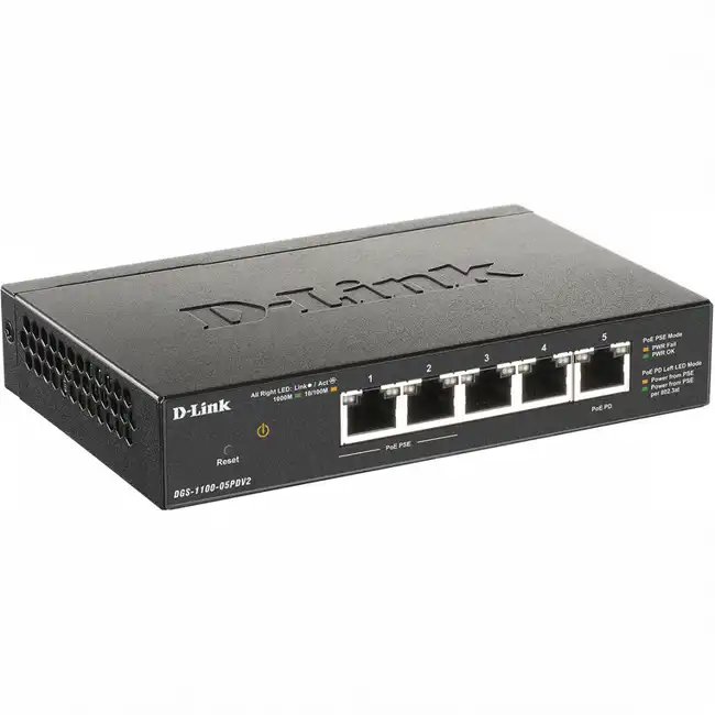 Коммутатор D-link DGS-1100-05PDV2/A1A (1000 Base-TX (1000 мбит/с))