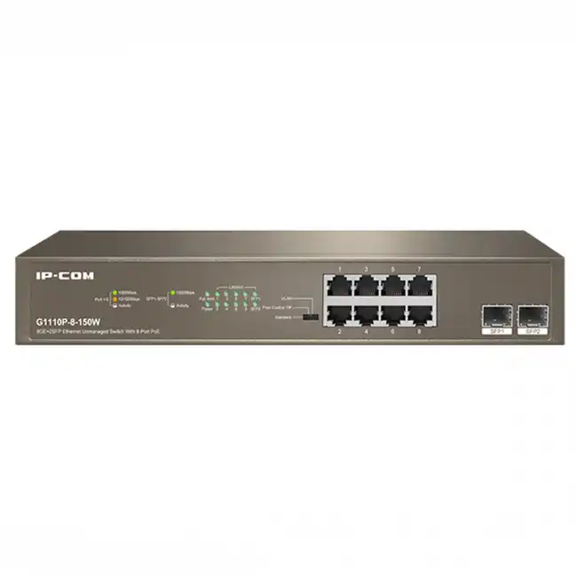Коммутатор TENDA G1110P-8-150W (1000 Base-TX (1000 мбит/с), 2 SFP порта)