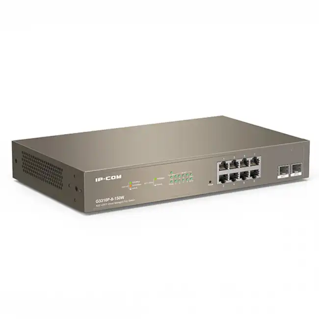 Коммутатор TENDA G3310P-8-150W (1000 Base-TX (1000 мбит/с), 2 SFP порта)