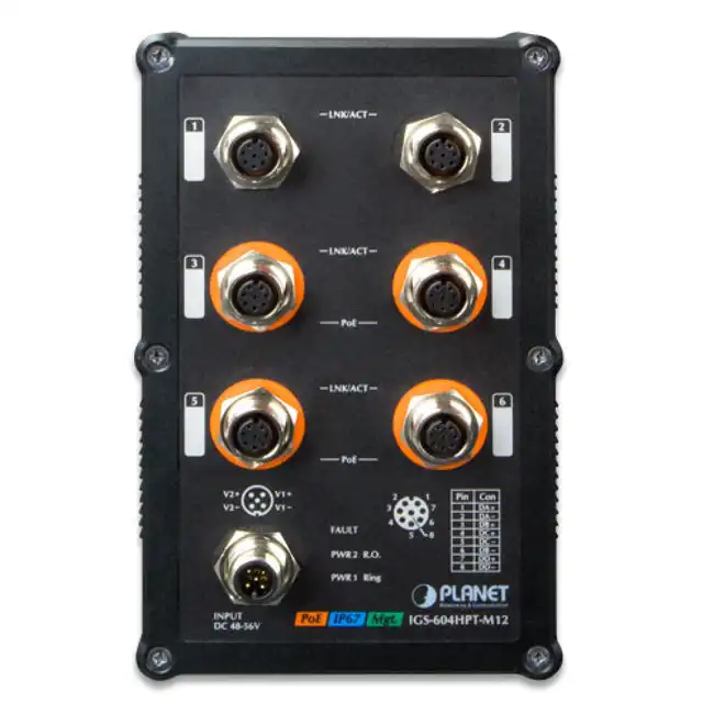 Коммутатор Planet M12 Managed Ethernet Switch IGS-604HPT-M12 (1000 Base-TX (1000 мбит/с))