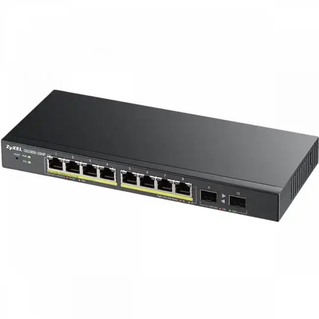 Коммутатор Zyxel GS1900-10HP GS1900-10HP-EU0102F (1000 Base-TX (1000 мбит/с), 2 SFP порта)
