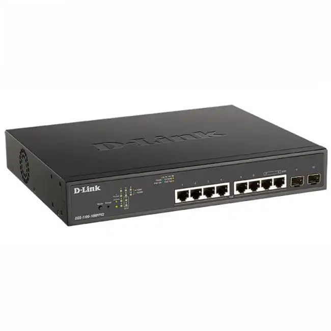 Коммутатор D-link DGS-1100-10MPPV2/A3A (1000 Base-T (1000 мбит/с), 2 SFP порта)