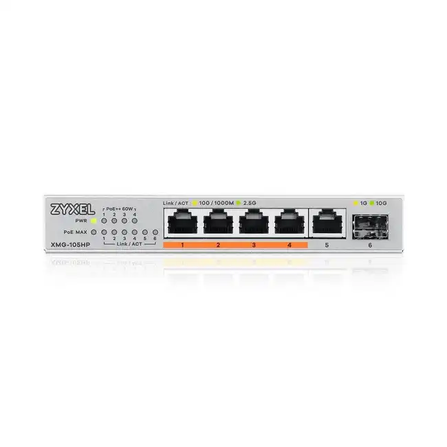 Коммутатор Zyxel XMG-105HP XMG-105HP-EU0101F (2.5 GBase-T (2500 мбит/с), 1 SFP порт)
