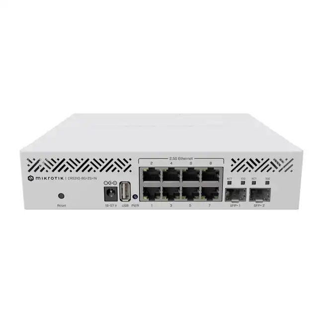 Коммутатор Mikrotik CRS310-8G+2S+IN (1000 Base-T (1000 мбит/с), 2 SFP порта)