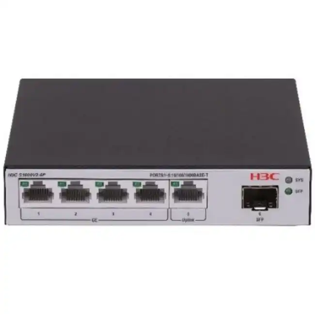 Коммутатор H3C S1600V2 LS-1600V2-6P-GL (1000 Base-T (1000 мбит/с), 1 SFP порт)
