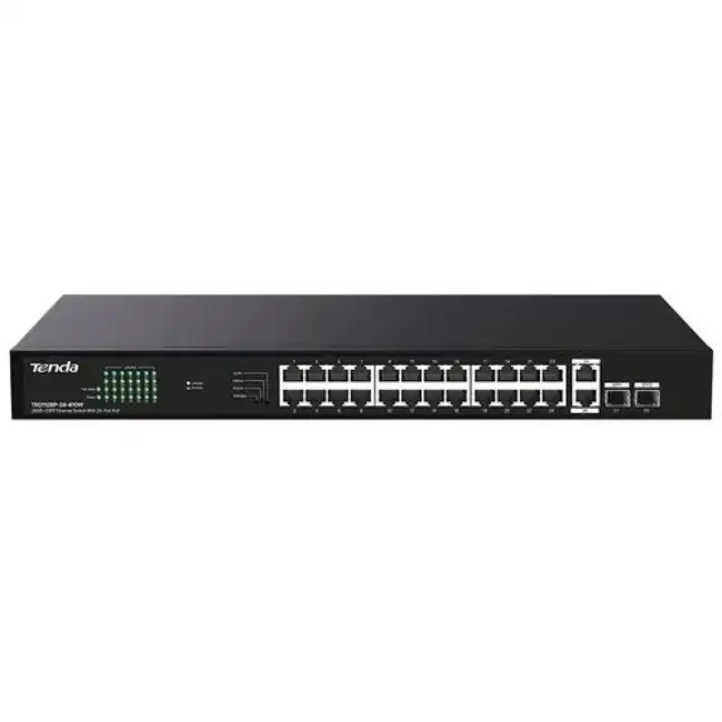 Коммутатор TENDA TEG1128P-24-410W (1000 Base-T (1000 мбит/с), 2 SFP порта)