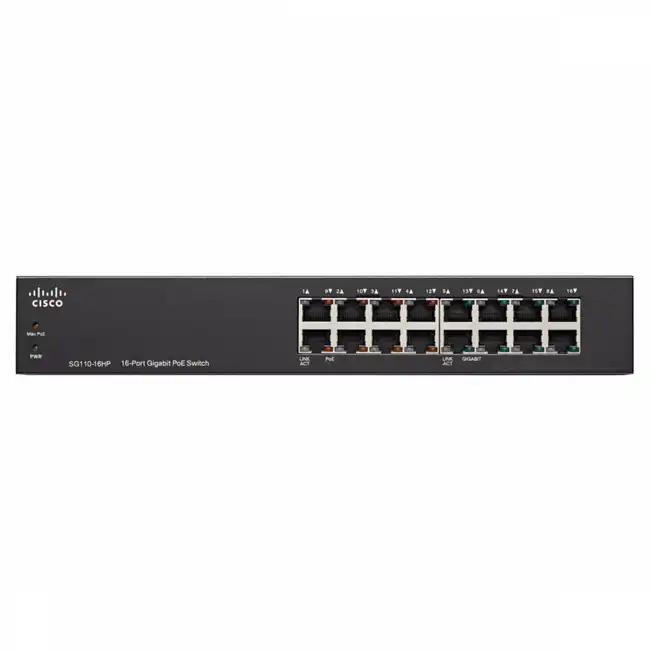 Коммутатор Cisco SG110-16HP SG110-16HP-EU (1000 Base-TX (1000 мбит/с))