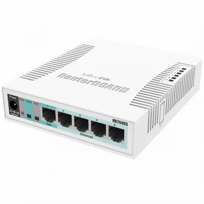 Коммутатор Mikrotik RB260GS CSS106-5G-1S (1000 Base-TX (1000 мбит/с), 1 SFP порт)