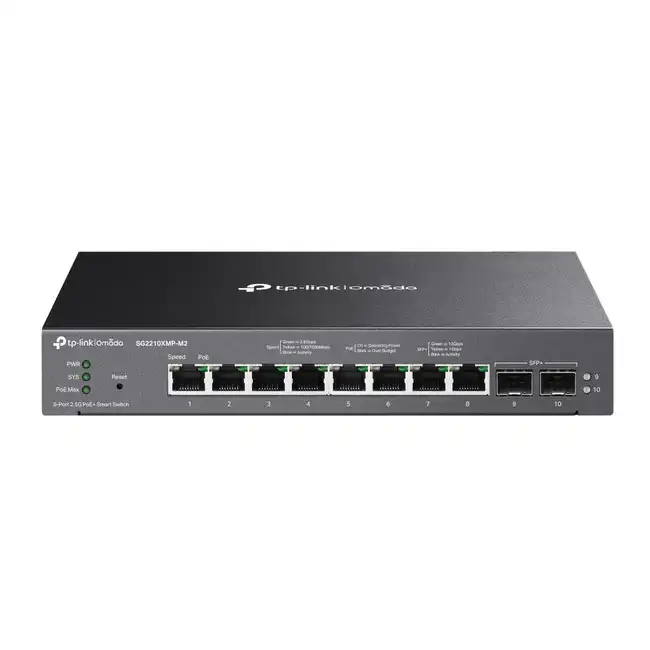 Коммутатор TP-Link SG2210XMP-M2 (2.5 GBase-T (2500 мбит/с), 2 SFP порта)