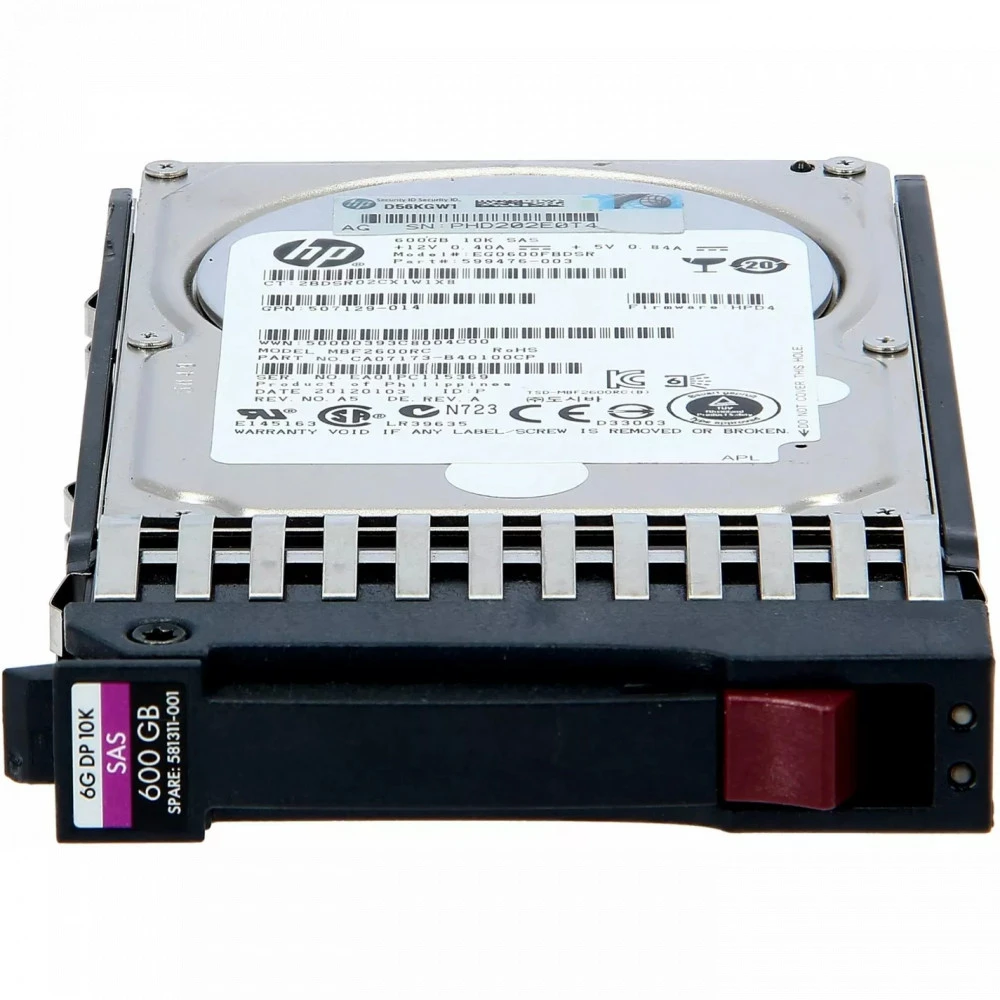 Серверный жесткий диск HPE 600GB 6G SAS 10K SFF 581286-B21 2,5 SFF, 600 ГБ, SAS