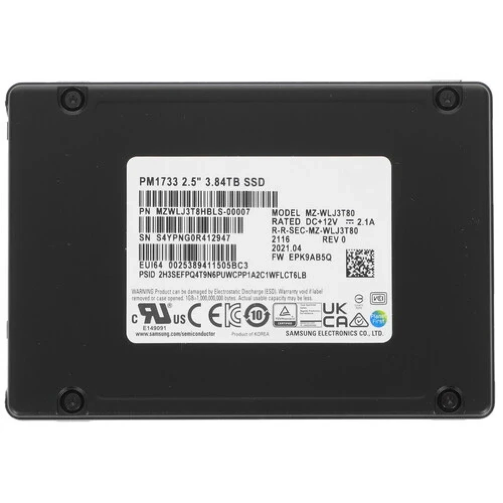 Серверный жесткий диск Samsung PM1733 MZWLJ3T8HBLS-00007 2,5 SFF, 3.84 ТБ, NVMe