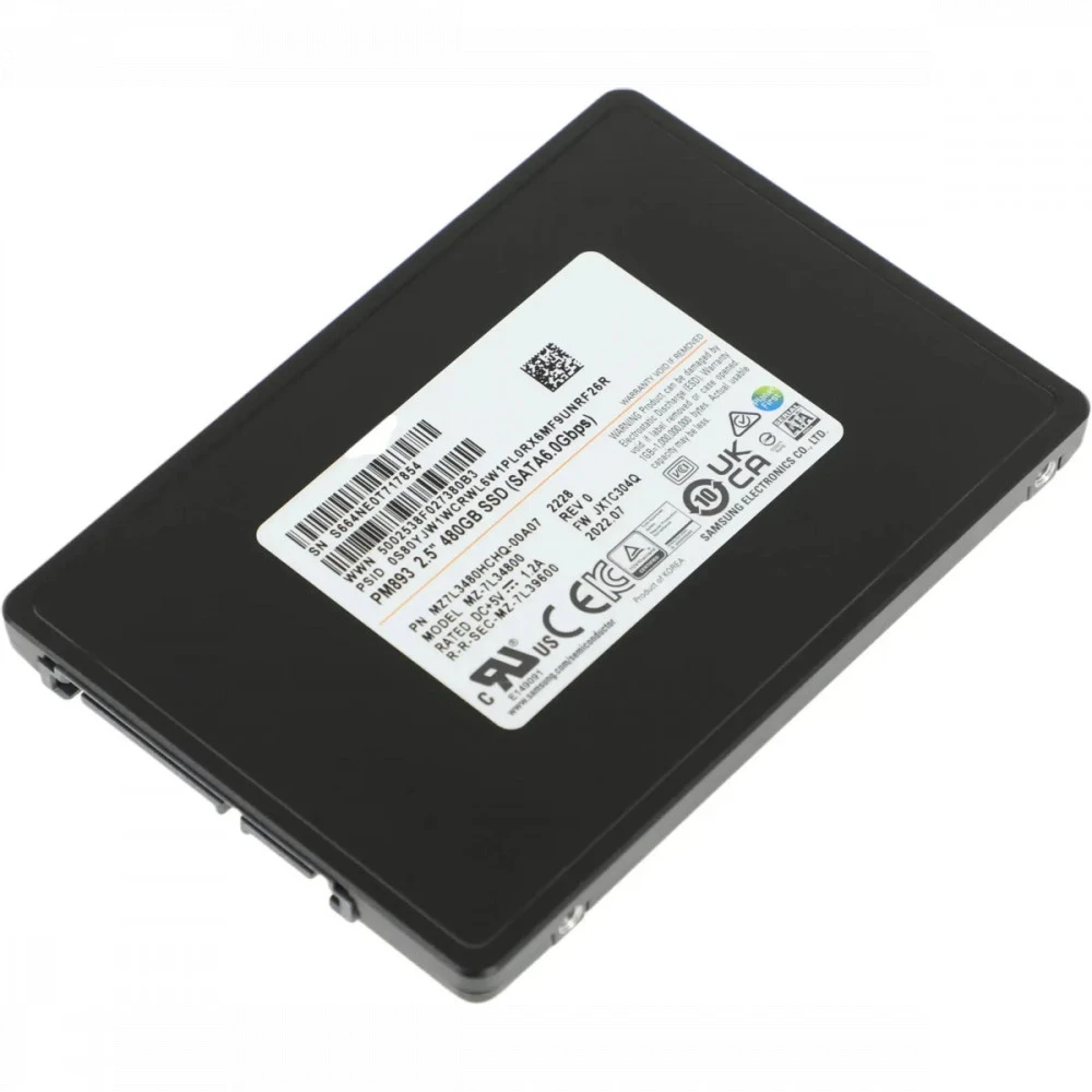 Серверный жесткий диск Samsung PM893 MZ7L3480HCHQ-00A07 2,5 SFF, 480 ГБ, SATA