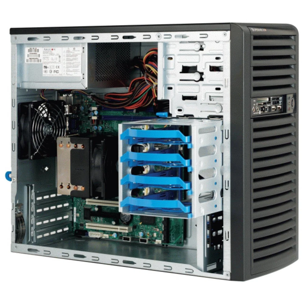 Сервер Supermicro CSE-731i-300B/X11SCL-F SMT0044 Tower, Xeon E-2224, 3400 МГц, 4, 8, 1 x 8 ГБ, LFF 3.5", 4