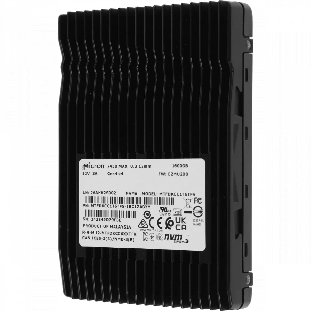 Серверный жесткий диск Crucial 7450 MAX MTFDKCC1T6TFS-1BC1ZABYY 2,5 SFF, 1.6 ТБ, NVMe