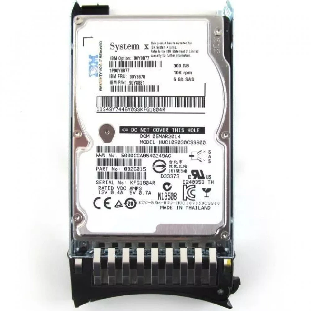 Серверный жесткий диск IBM 300GB 10K 6Gbps SAS 2.5" SFF G2HS HDD 90Y8877 2,5 SFF, 300 ГБ, SAS