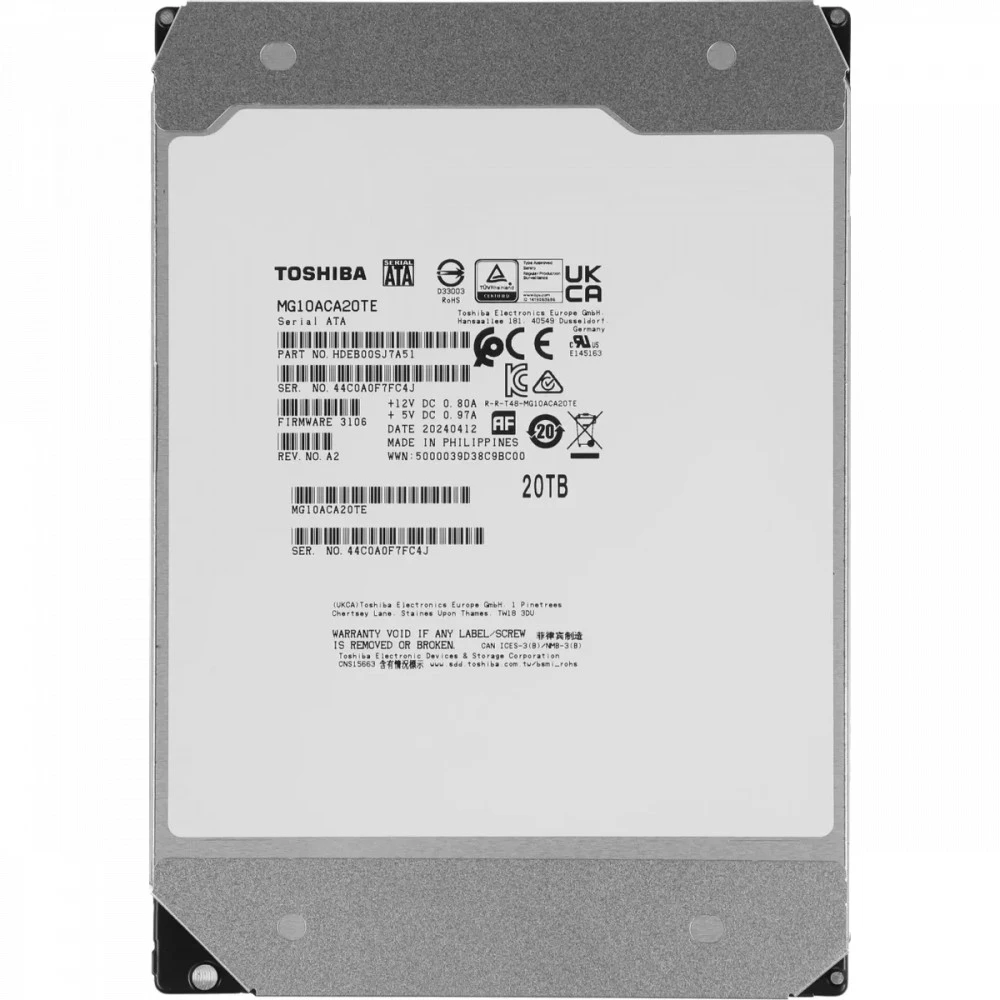 Серверный жесткий диск Toshiba MG10ACA20TE 3,5 LFF, 20 ТБ, SATA
