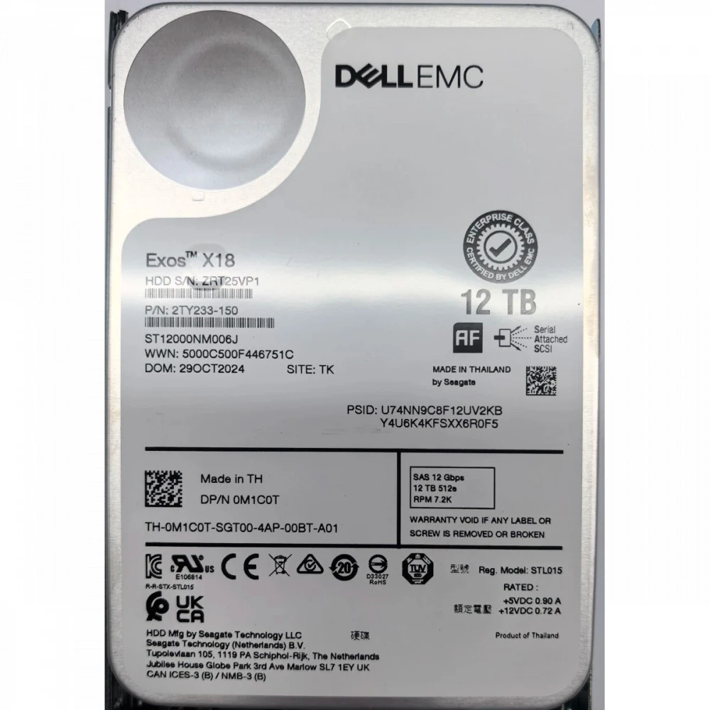 Серверный жесткий диск Dell 12Tb SAS Dell (161-BCPD) 3,5 LFF, 12 ТБ, SAS