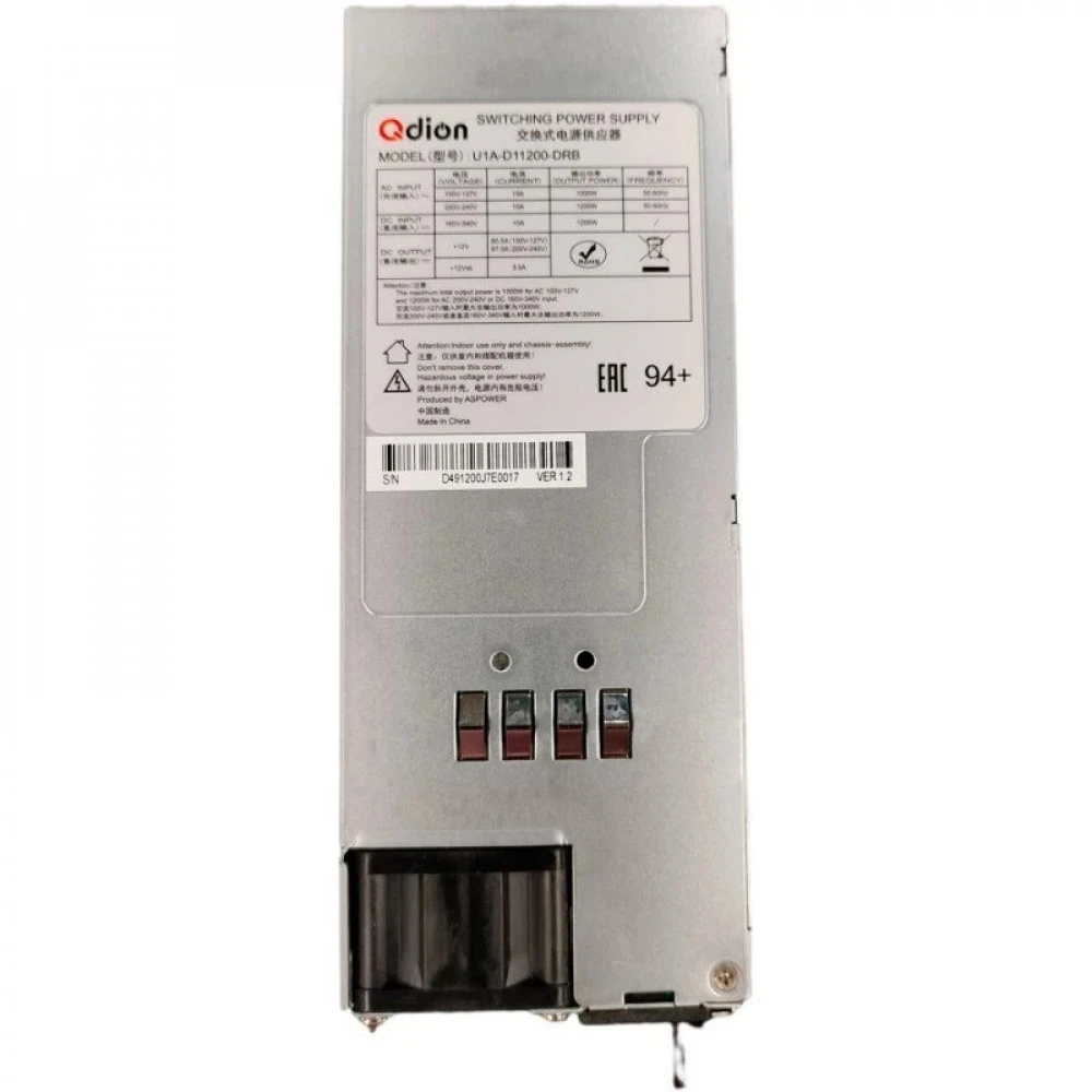 Серверный блок питания Qdion U1A-D11200-DRB P/N:99MAD11200I1170411 CRPS 1U Module 1200W 1U, 1200 Вт