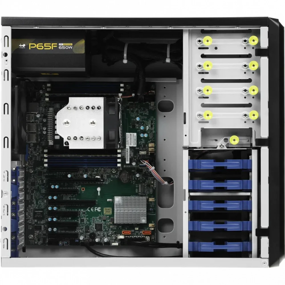 Сервер iRU Rock W9105P 2155118 Tower, Xeon Gold 6148, 2400 МГц, 20, 27.5, 2 x 16 ГБ, SFF 2.5" + LFF 3.5", 5, 1x 1 ТБ