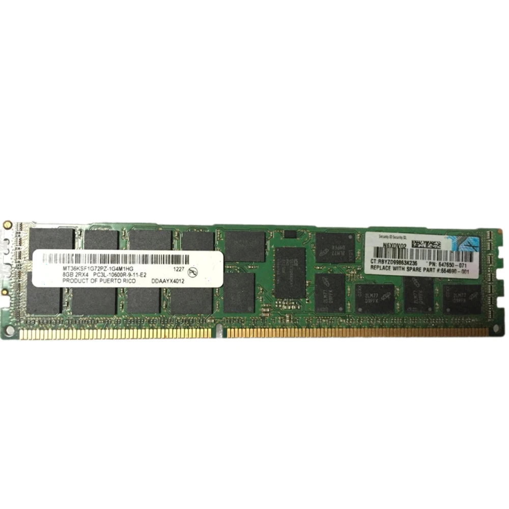 Серверная оперативная память ОЗУ HPE 8GB (1x8GB) Dual Rank x4 PC3L-10600R (DDR3-1333) Registered CAS-9 LV Smart Memory Kit 647897-B21 8 ГБ, DDR3