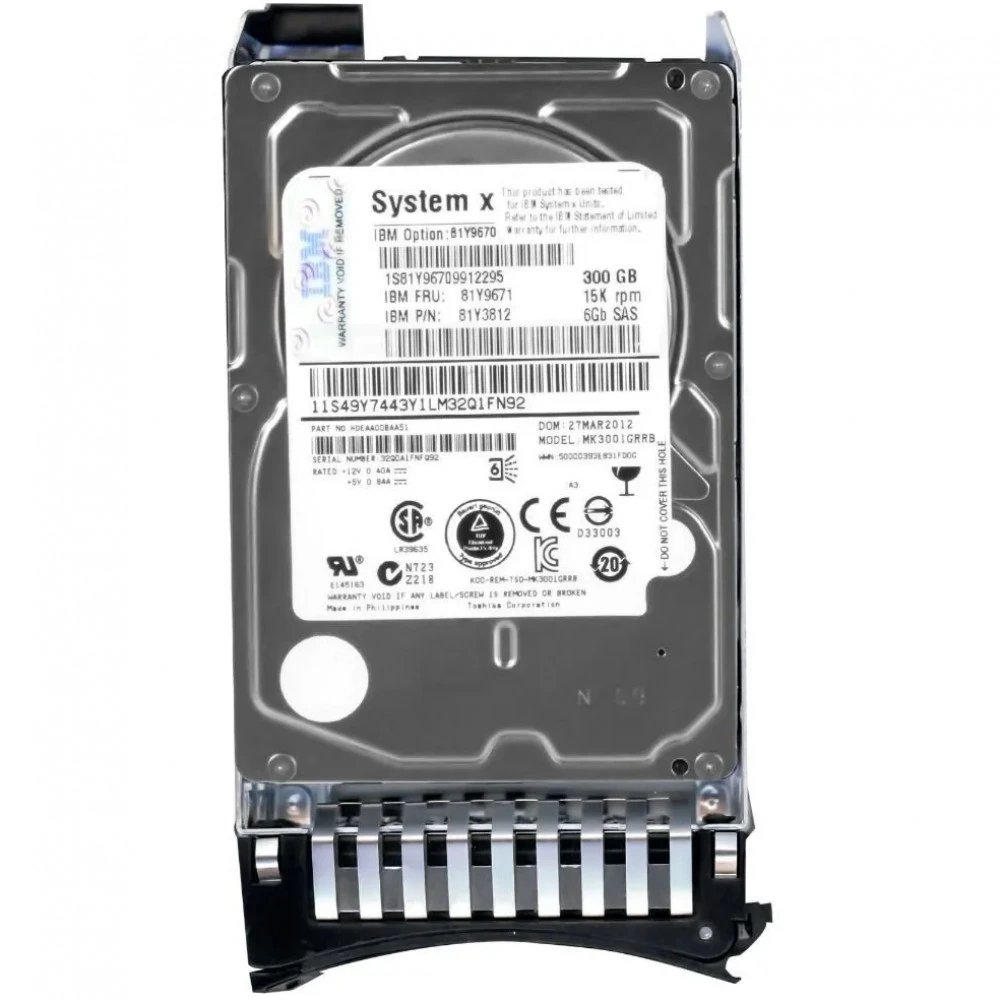 Серверный жесткий диск IBM 300 GB 15K 2.5 SAS HDD 81Y9670 2,5 SFF, 300 ГБ, SAS