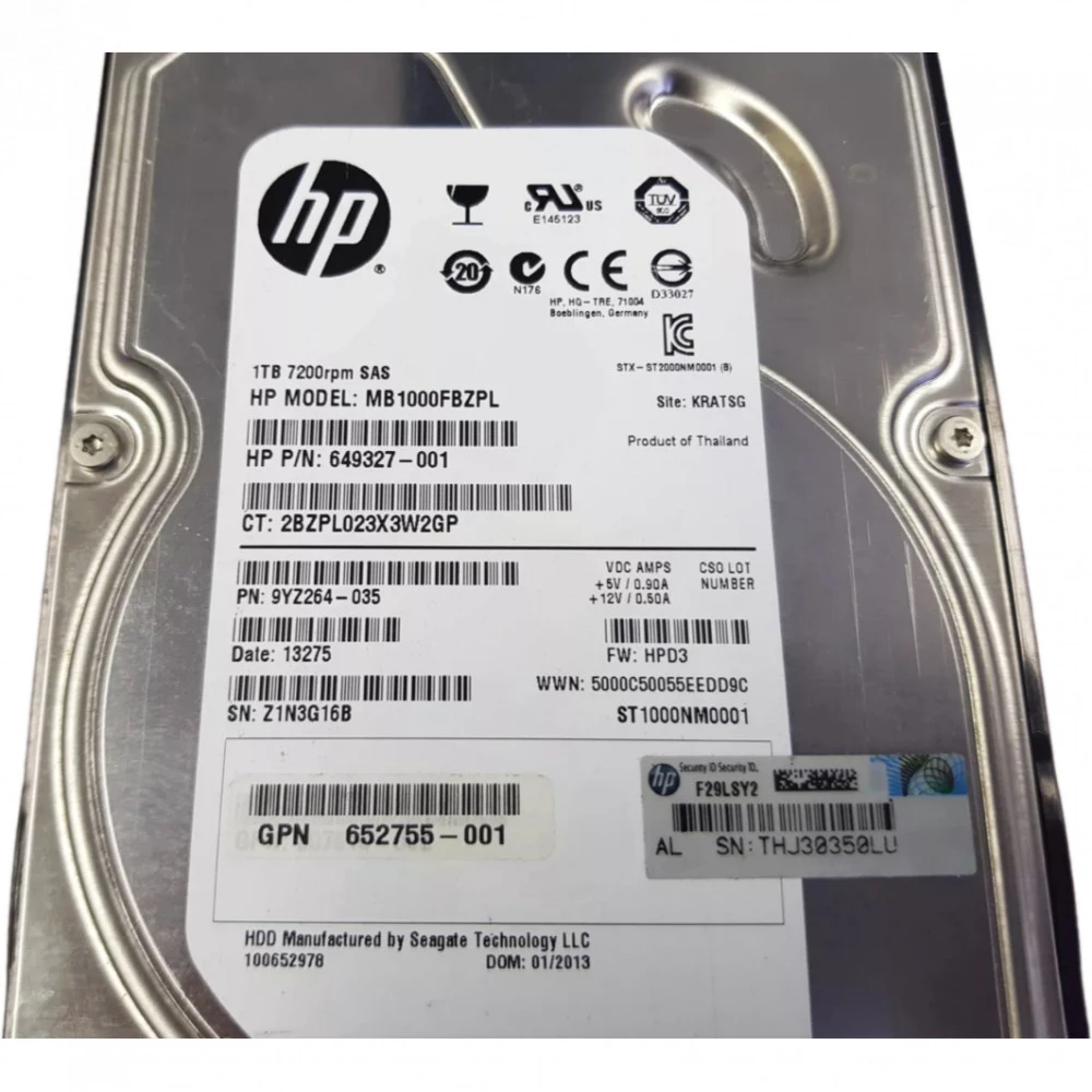 Серверный жесткий диск HPE 1TB 6G SAS 7.2K rpm LFF (3.5-inch) SC Midline 652753-B21 3,5 LFF, 1 ТБ, SAS